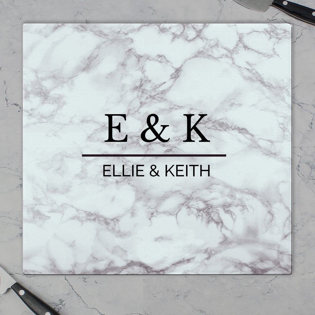 Personalised Marble Effect Glass Chopping Board/Worktop Saver - Buy Kitchen, Baking & Dining Gifts at GiftMasters.co.uk