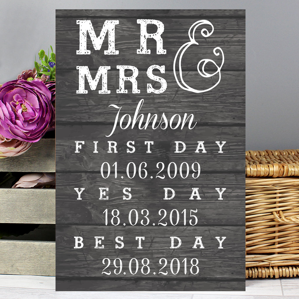 Personalised Mr & Mrs First Day Yes Day & Best Day Metal Sign - Buy Hanging Decorations & Signs at GiftMasters.co.uk