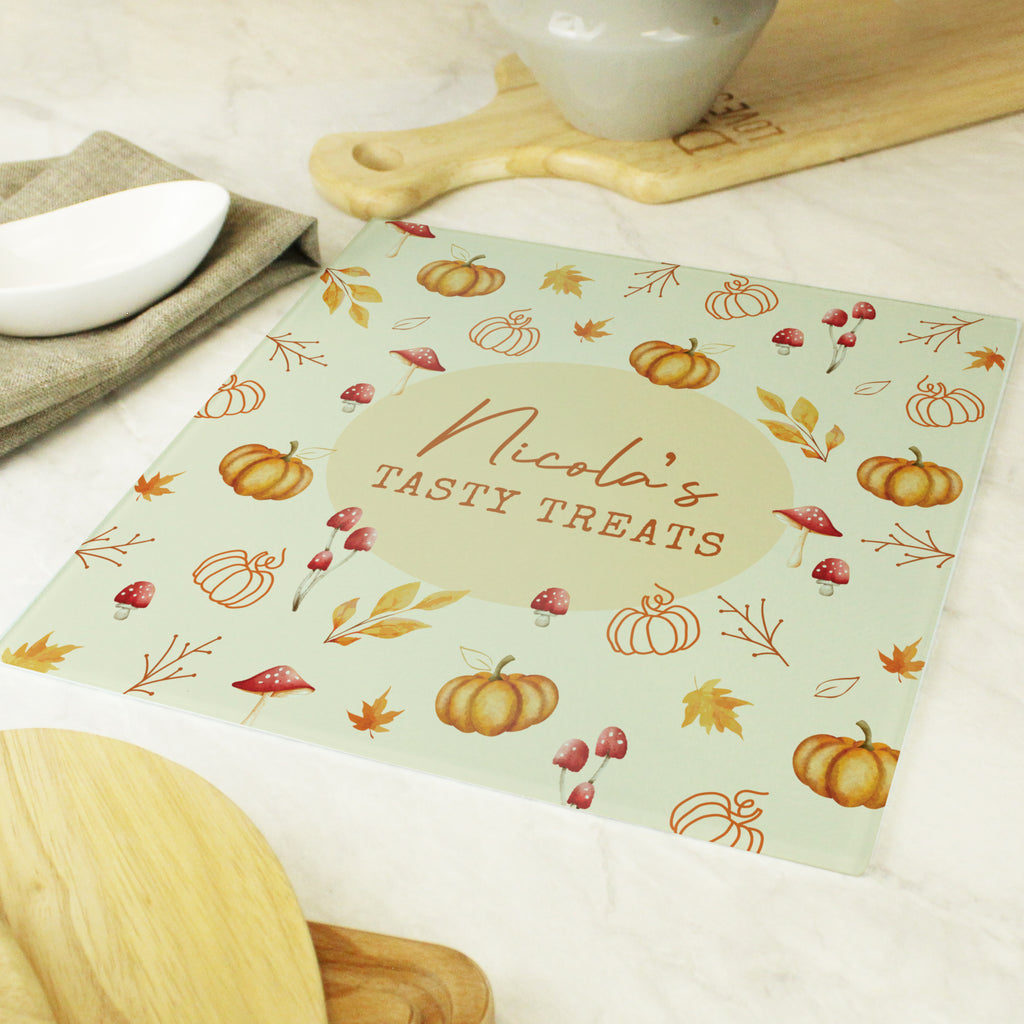 Personalised Pumpkin Glass Chopping Board - Buy  at GiftMasters.co.uk