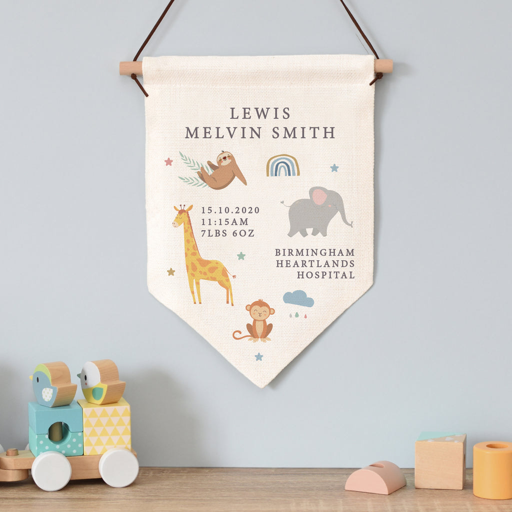 Personalised Safari Animals Hanging Banner - Buy Hanging Decorations & Signs at GiftMasters.co.uk