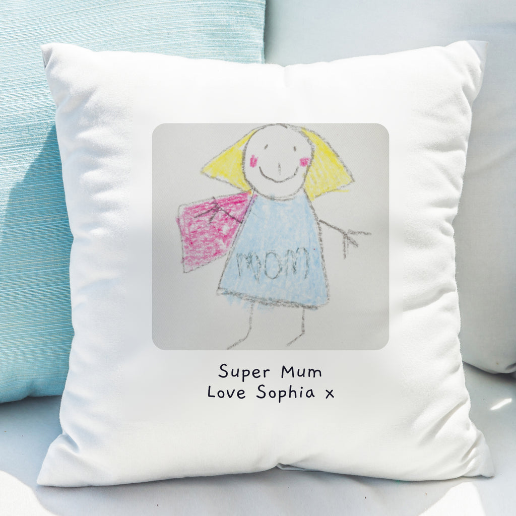 Personalised Childrens Drawing Photo Upload Cushion - Buy Textiles at GiftMasters.co.uk