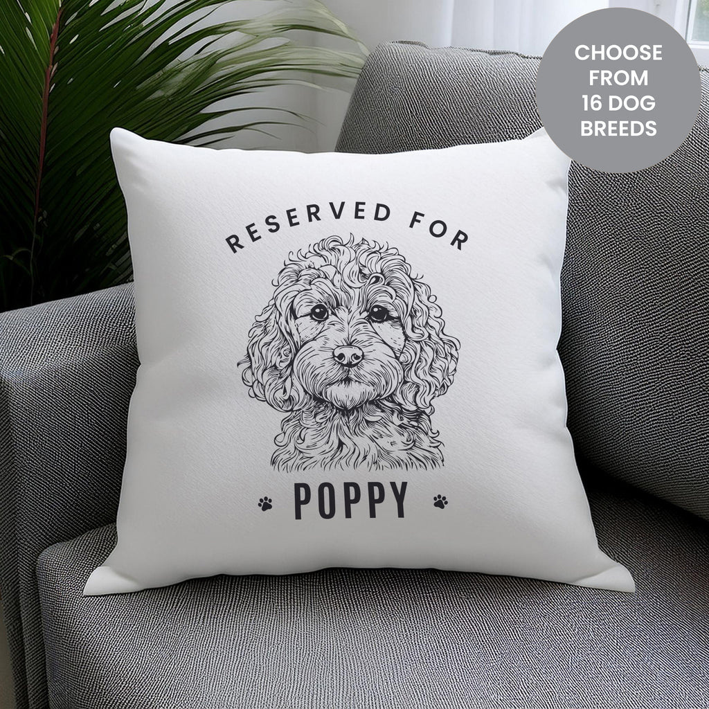 Personalised Reserved For Dog Breed Cushion - Buy Textiles at GiftMasters.co.uk