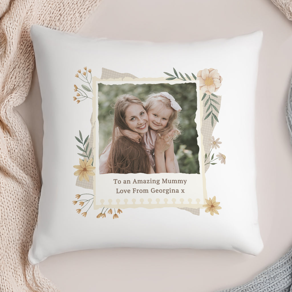 Personalised Wild Flowers Photo Upload Cushion - Buy Textiles at GiftMasters.co.uk