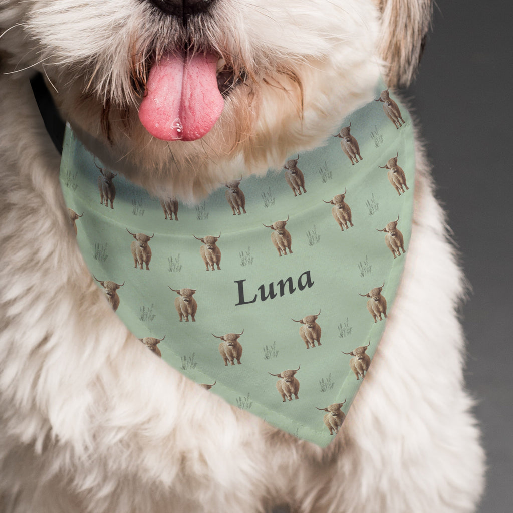 Personalised Highland Cow Dog Bandana - Buy Pet Gifts at GiftMasters.co.uk