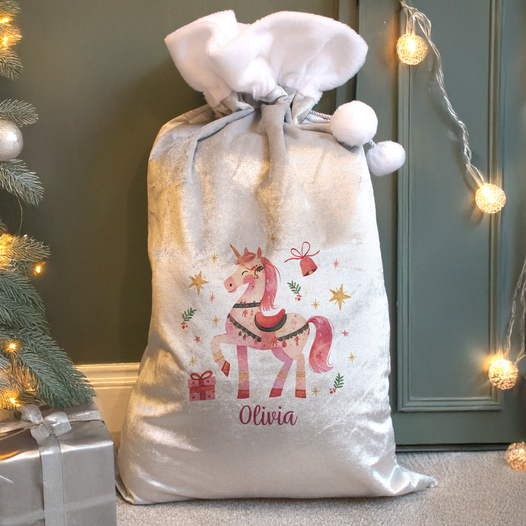 Personalised Unicorn Christmas Sack - Buy Christmas Decorations at GiftMasters.co.uk