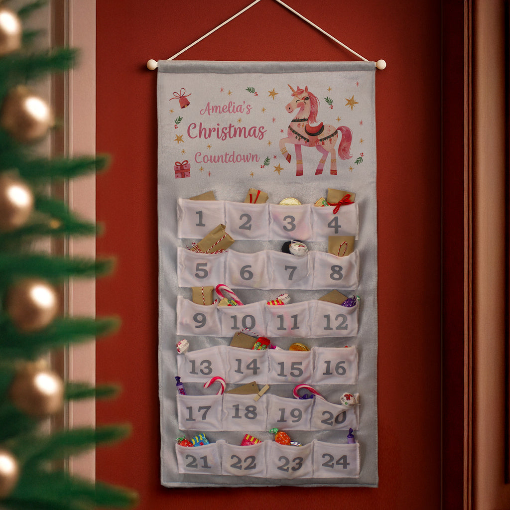 Personalised Unicorn Christmas Advent Calendar - Buy Christmas Decorations at GiftMasters.co.uk
