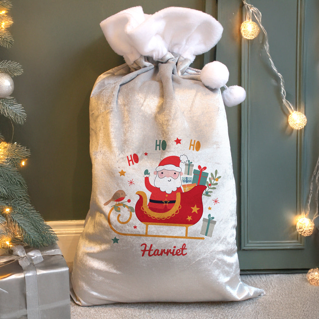 Personalised Santa Sleigh Christmas Sack - Buy Christmas Decorations at GiftMasters.co.uk