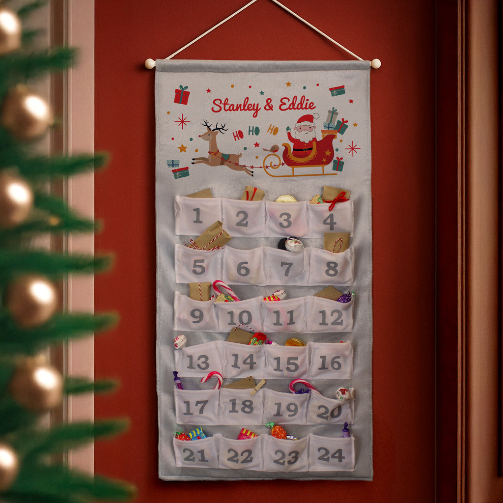 Personalised Santa Sleigh Advent Calendar - Buy Christmas Decorations at GiftMasters.co.uk