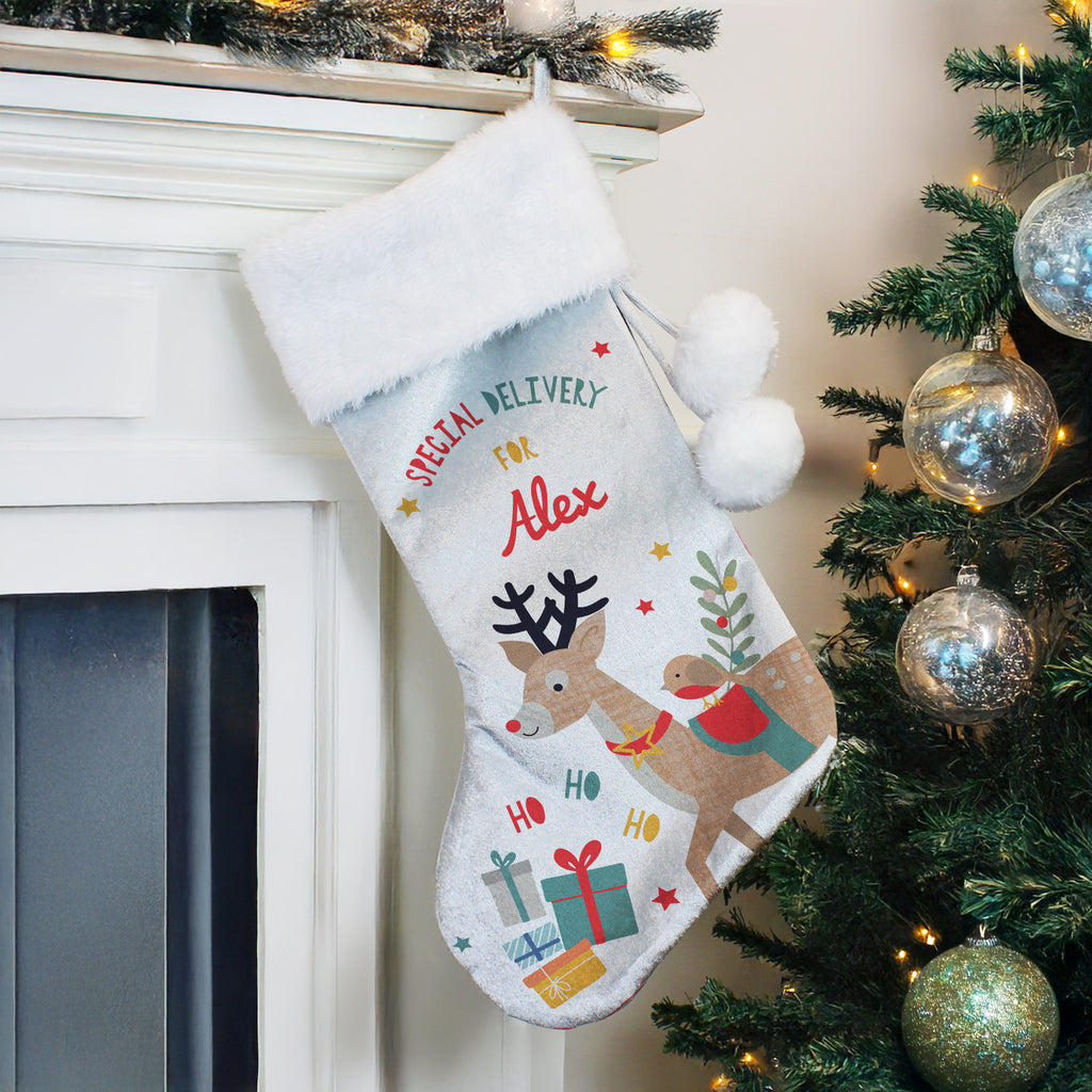 Personalised Reindeer Christmas Stocking - Buy Christmas Decorations at GiftMasters.co.uk