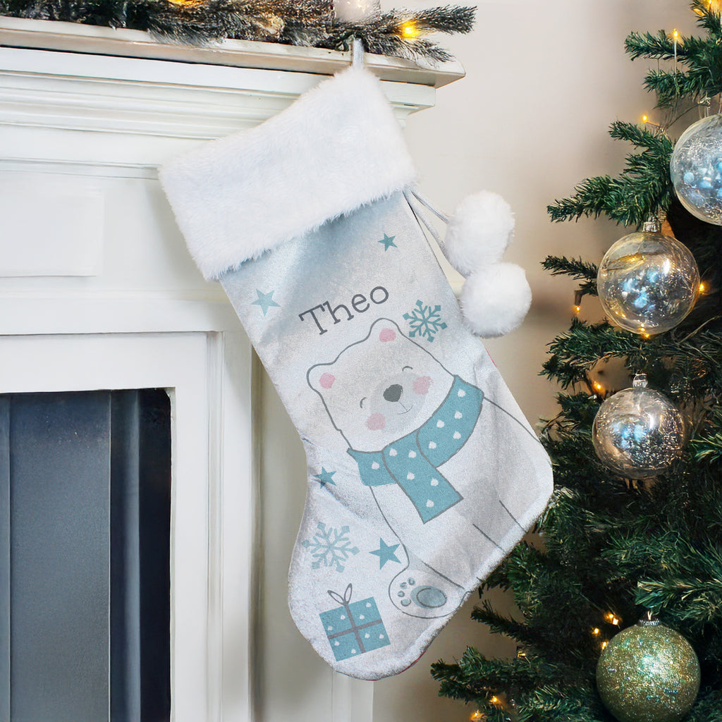 Personalised Polar Bear Christmas Stocking - Buy Christmas Decorations at GiftMasters.co.uk
