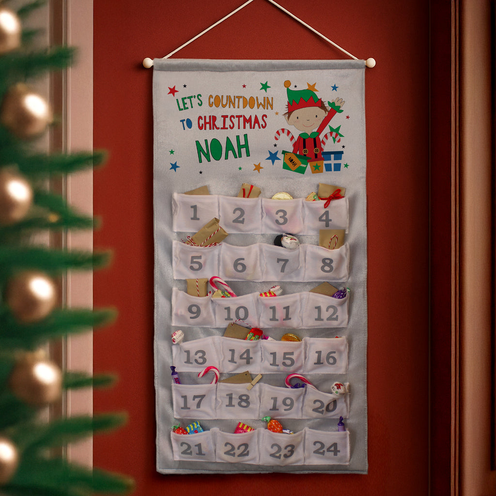 Personalised Christmas Elf Advent Calendar - Buy Christmas Decorations at GiftMasters.co.uk