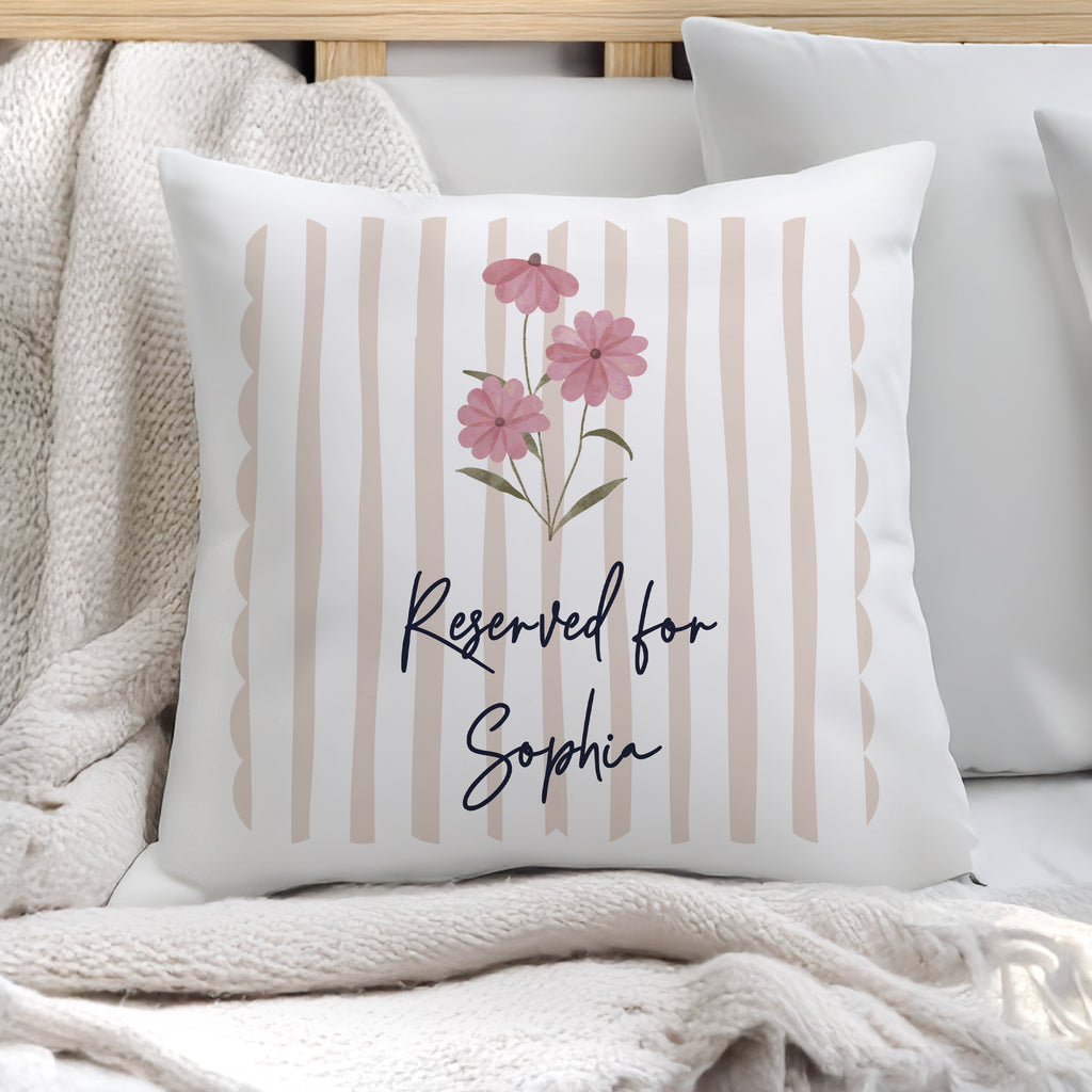 Personalised Floral Stripe Cushion - Buy  at GiftMasters.co.uk