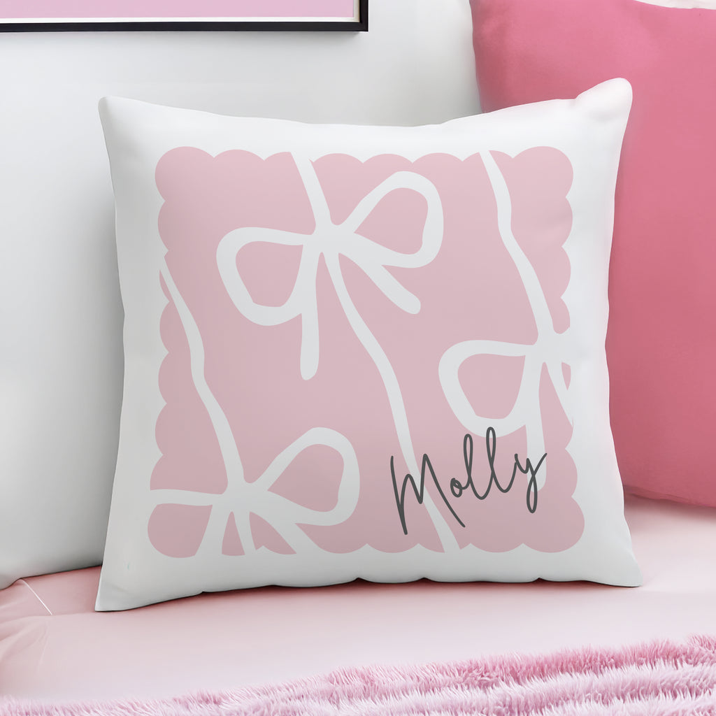 Personalised Pink Bow Cushion - Buy  at GiftMasters.co.uk