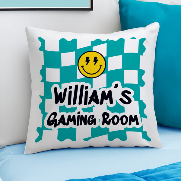 Personalised Green Checked Cushion