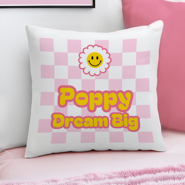Personalised Daisy Checked Cushion