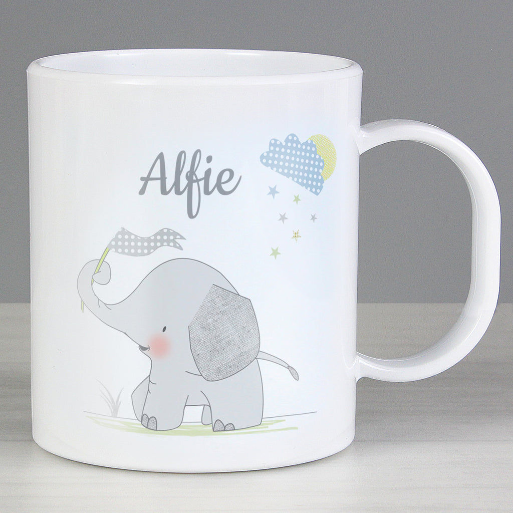 Personalised Hessian Elephant Plastic Mug - Buy Mugs at GiftMasters.co.uk