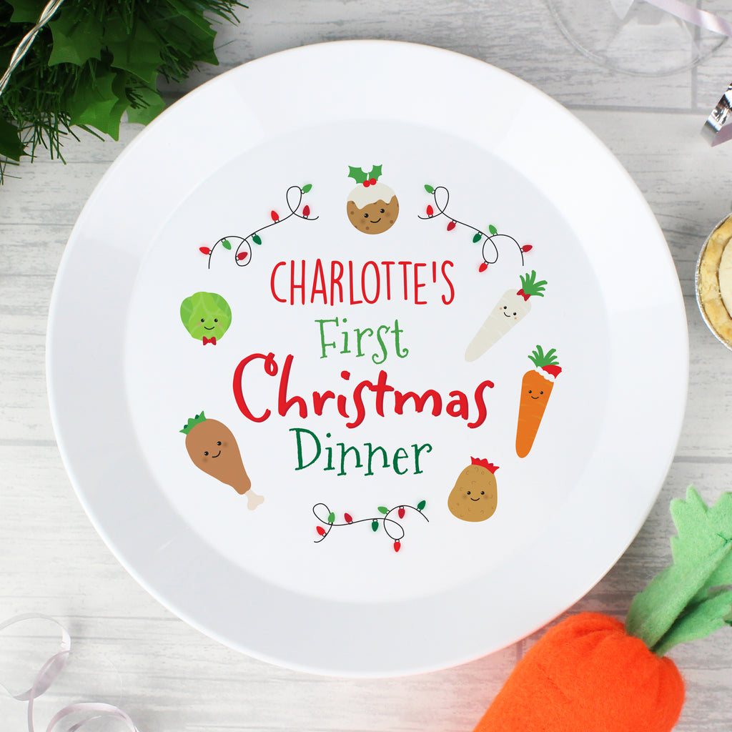 Personalised 'First Christmas Dinner' Plastic Plate - Buy Mealtime Essentials at GiftMasters.co.uk