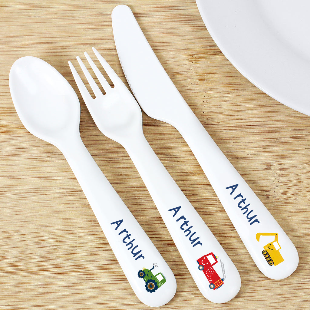 Personalised Vehicles Plastic Cutlery - Buy Mealtime Essentials at GiftMasters.co.uk