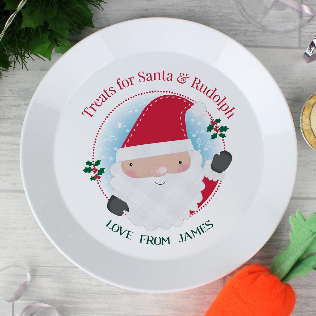 Personalised Santa Christmas Eve Mince Pie Plastic Plate - Buy Christmas Decorations at GiftMasters.co.uk