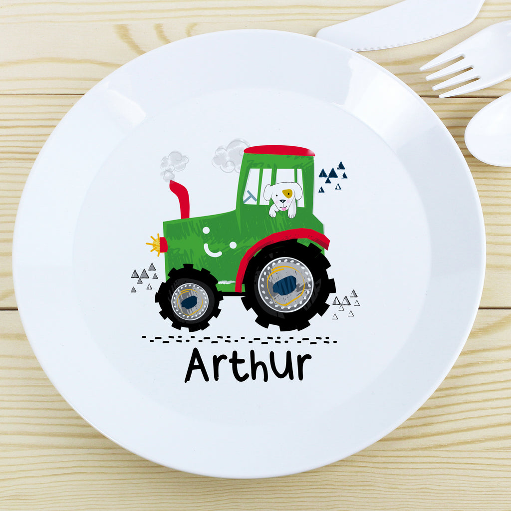 Personalised Tractor Plastic Plate - Buy Mealtime Essentials at GiftMasters.co.uk
