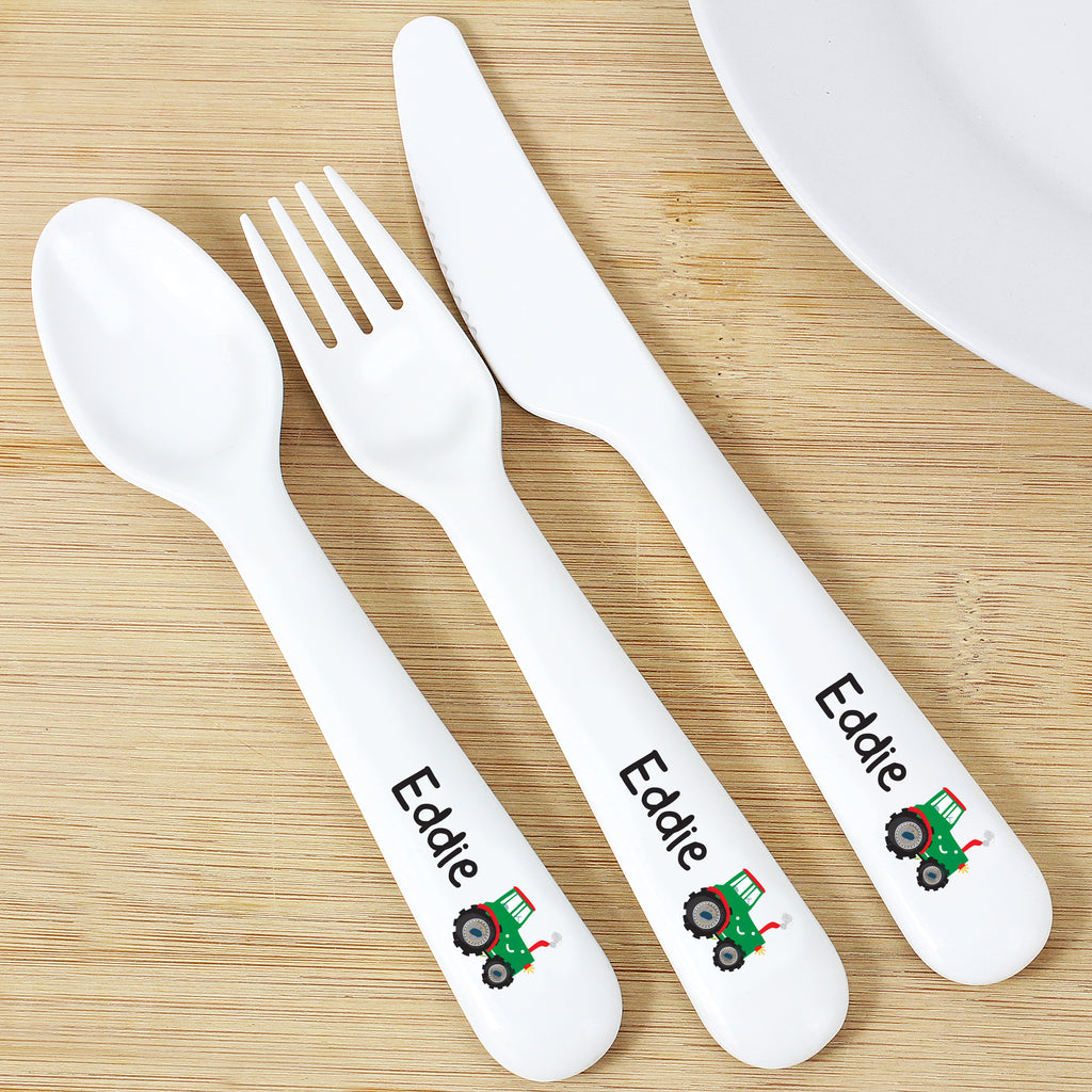 Personalised Tractor 3 Piece Plastic Cutlery Set - Buy Mealtime Essentials at GiftMasters.co.uk