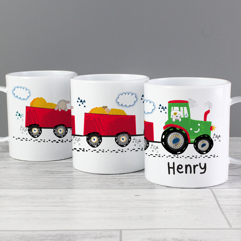 Personalised Tractor Plastic Mug - Buy Mealtime Essentials at GiftMasters.co.uk