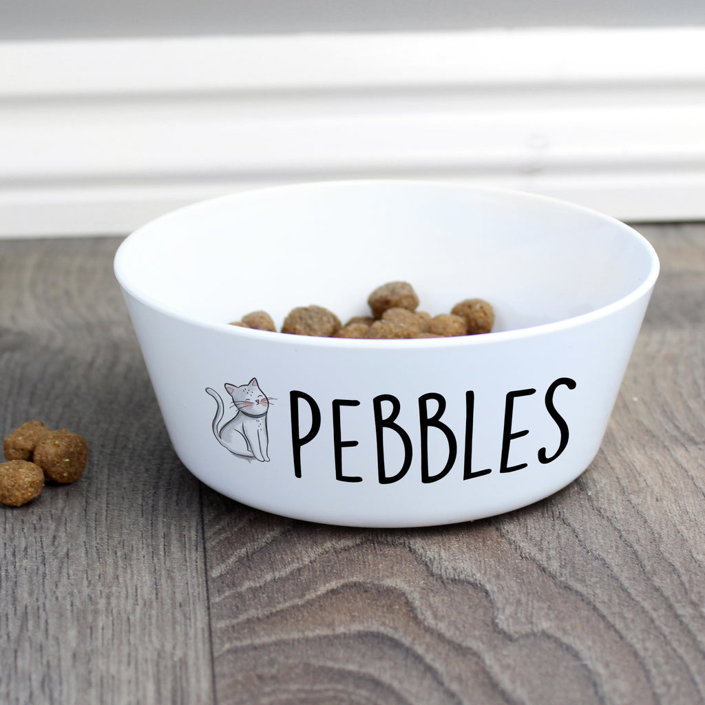 Personalised Scribble Cat Plastic Cat Bowl - Buy Pet Gifts at GiftMasters.co.uk