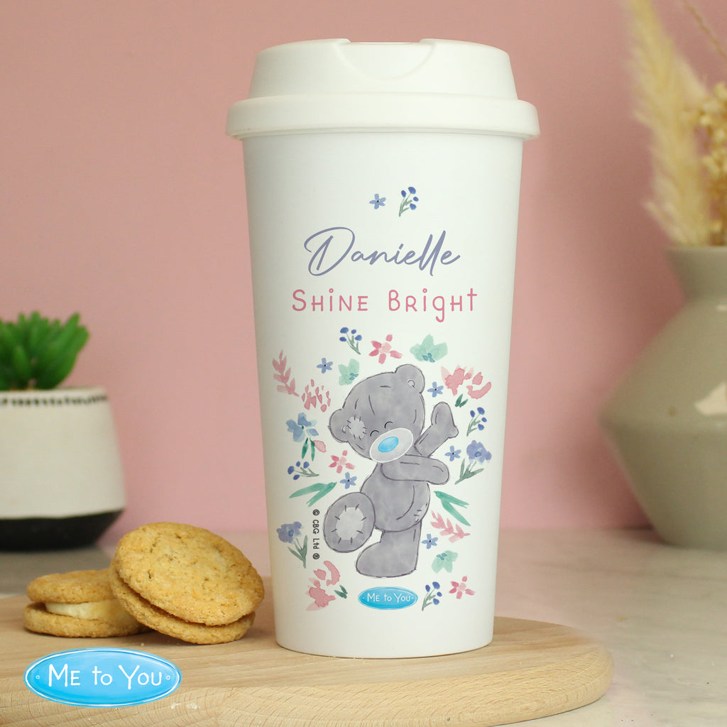 Personalised Me To You Floral Insulated Reusable Eco Travel Cup - Buy Travel Mugs at GiftMasters.co.uk
