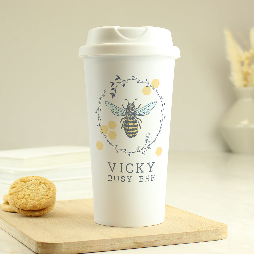 Personalised Bee Insulated Travel Cup - Buy Travel Mugs at GiftMasters.co.uk