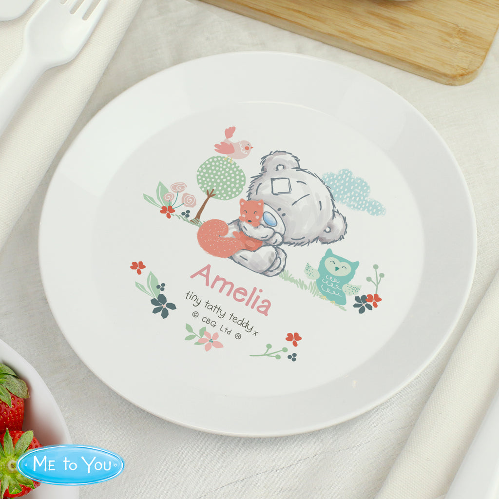 Personalised Tiny Tatty Teddy Woodland Animal Plastic Plate - Buy Mealtime Essentials at GiftMasters.co.uk