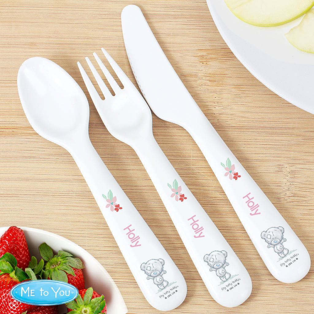 Personalised Tiny Tatty Teddy Woodland Animal 3 Piece Cutlery Set - Buy Mealtime Essentials at GiftMasters.co.uk