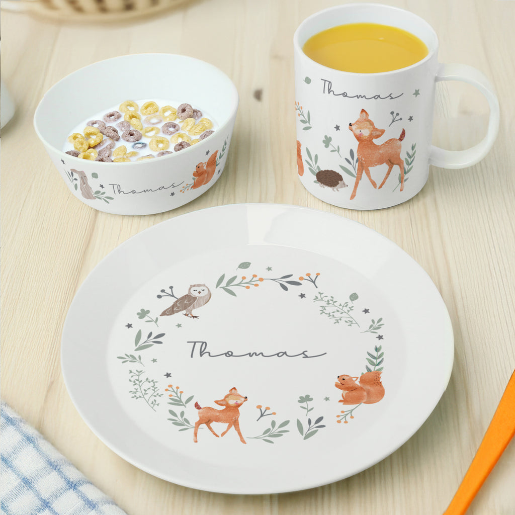 Personalised Woodland Animals Breakfast Set - Buy Kitchen, Baking & Dining Gifts at GiftMasters.co.uk
