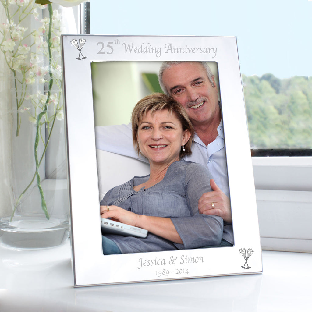Personalised Silver 5x7 25th Wedding Anniversary Photo Frame - Buy Photo Frames, Albums and Guestbooks at GiftMasters.co.uk