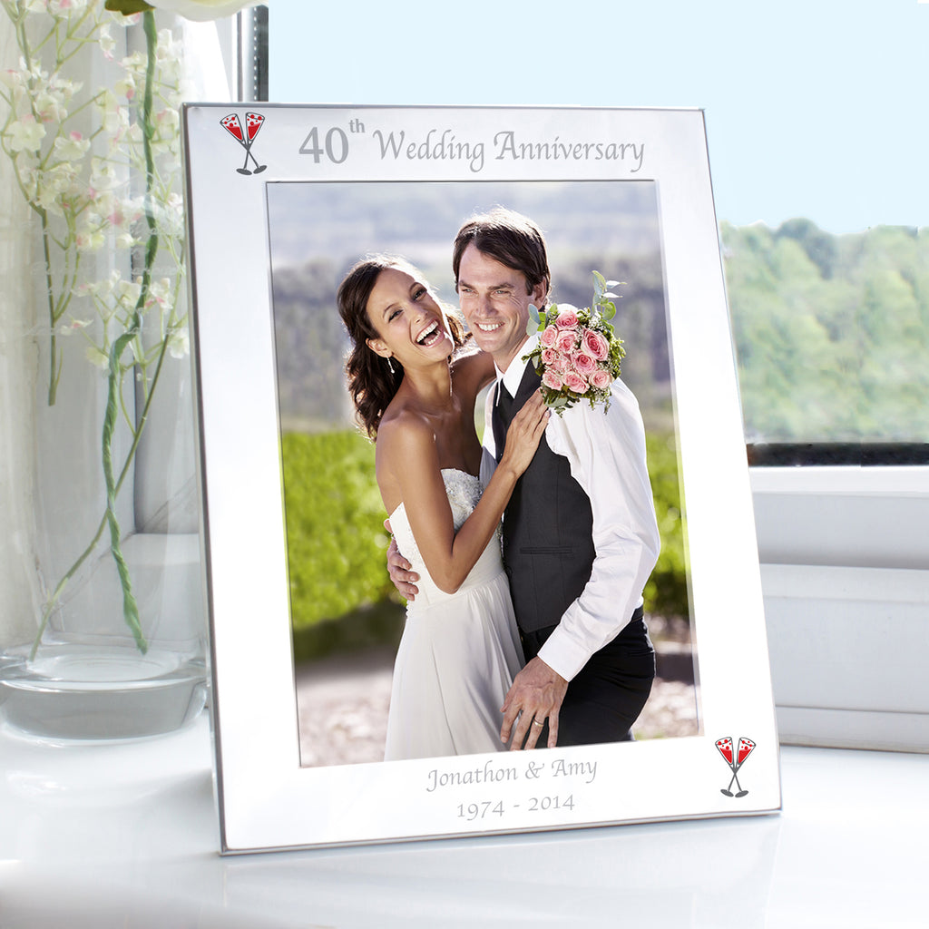 Personalised Silver 5x7 40th Wedding Anniversary Photo Frame - GiftMasters.co.uk