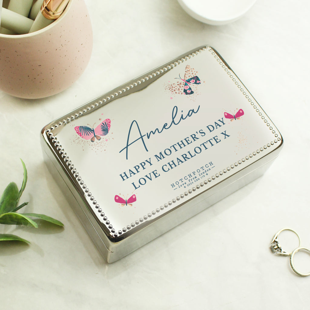 Personalised Hotchpotch Butterfly Rectangular Jewellery Box - Buy Trinket, Jewellery & Keepsake Boxes at GiftMasters.co.uk