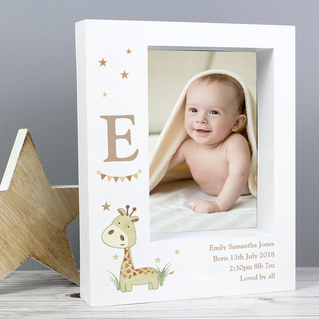 Personalised Hessian Giraffe 5x7 Box Photo Frame - Buy Photo Frames, Albums and Guestbooks at GiftMasters.co.uk