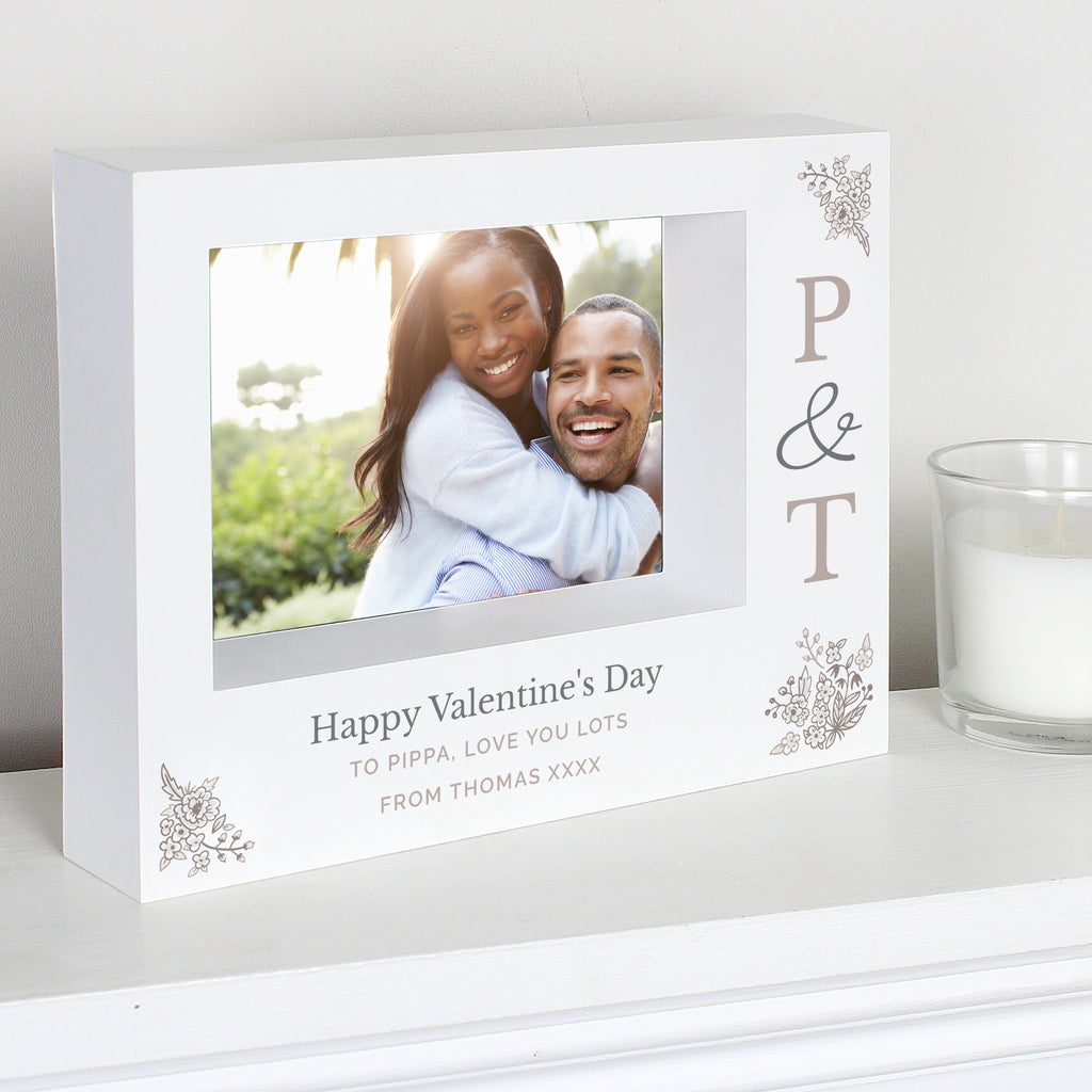 Personalised Couples Initials 5x7 Landscape Box Photo Frame - Buy Photo Frames, Albums and Guestbooks at GiftMasters.co.uk
