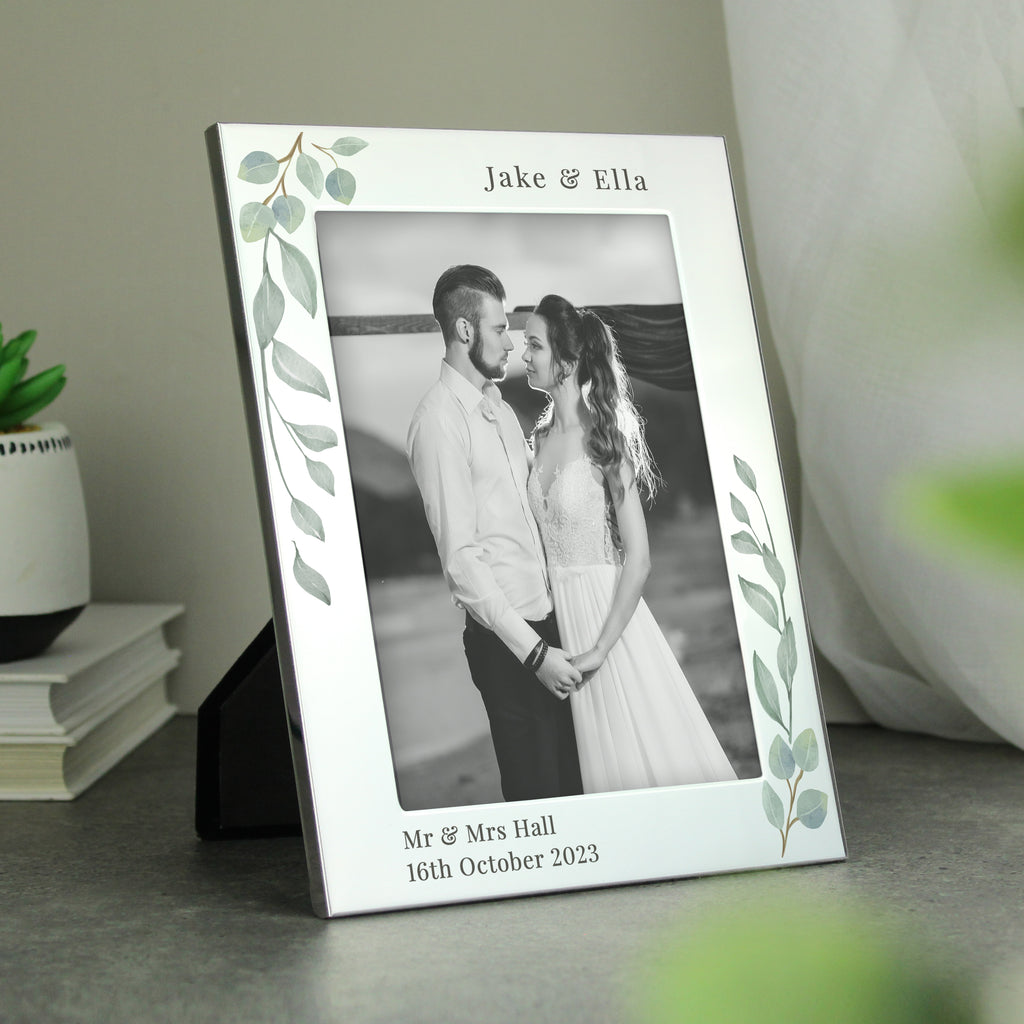 Personalised Botanical 6x4 Silver Photo Frame - Buy Photo Frames, Albums and Guestbooks at GiftMasters.co.uk