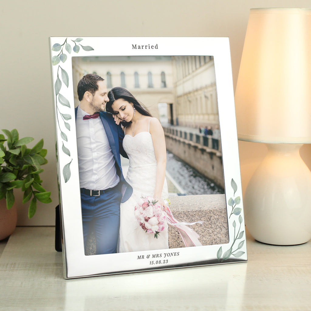 Personalised Botanical 10x8 Silver Photo Frame - Buy Photo Frames, Albums and Guestbooks at GiftMasters.co.uk