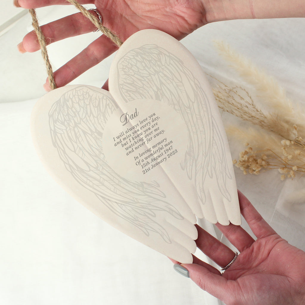 Personalised In Loving Memory Ceramic Wings - Buy Memorials at GiftMasters.co.uk