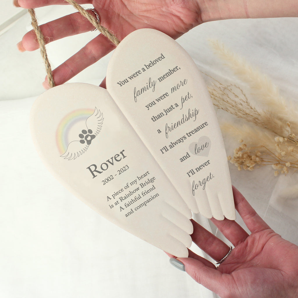 Personalised Pet Memorial Ceramic Wings - Buy Memorials at GiftMasters.co.uk