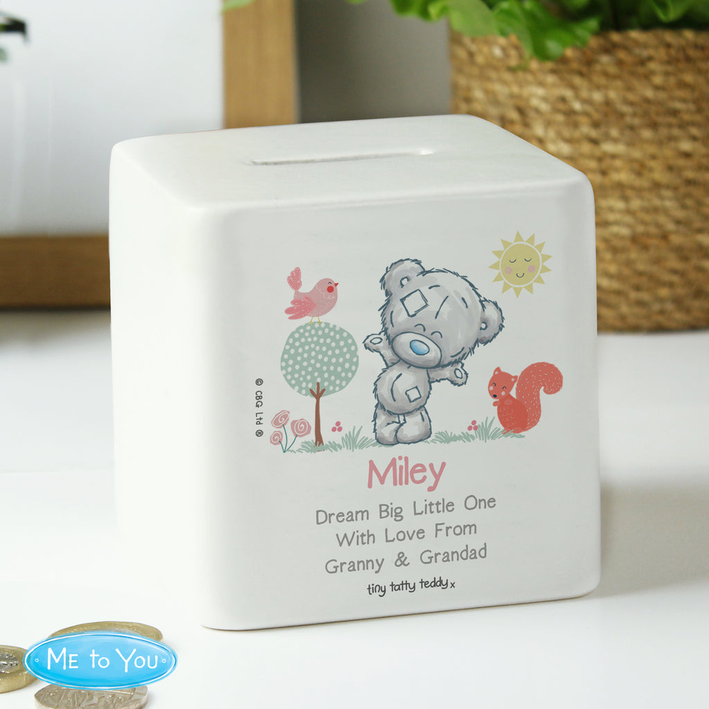 Personalised Tiny Tatty Teddy Woodland Animal Money Box - Buy Money Boxes at GiftMasters.co.uk
