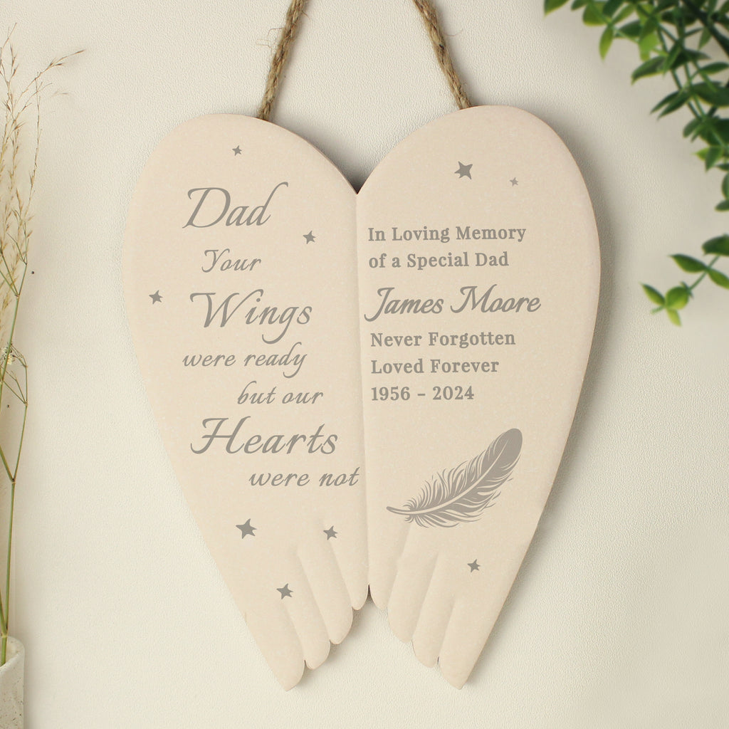Personalised Memorial Angel Wings Hanging Ornament - Buy Hanging Decorations & Signs at GiftMasters.co.uk
