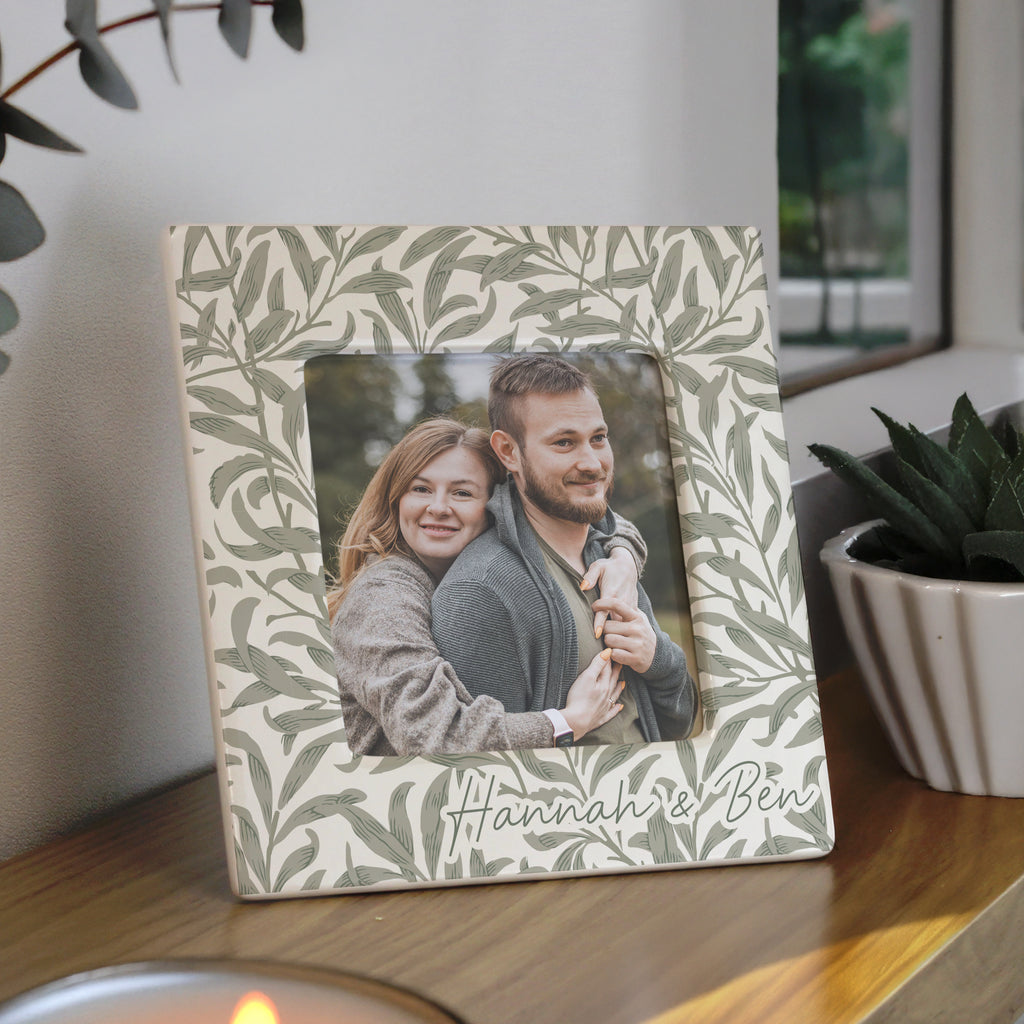 Personalised Leaf Print Ceramic 4x4 Frame - Buy Photo Frames, Albums and Guestbooks at GiftMasters.co.uk