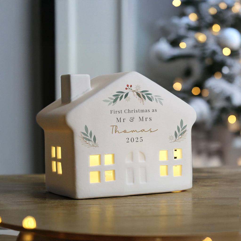 Personalised Christmas Foliage LED House - Buy Christmas Decorations at GiftMasters.co.uk
