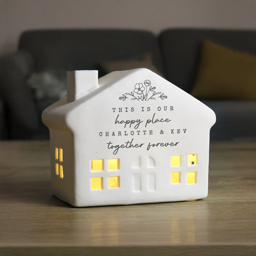 Personalised Floral LED House - Buy Ornaments at GiftMasters.co.uk