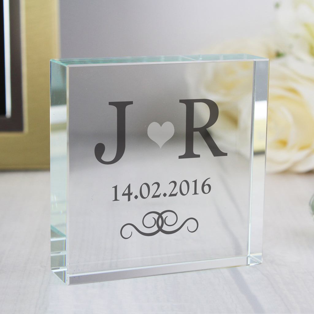 Personalised Silver Monogram Crystal Token - Buy Ornaments at GiftMasters.co.uk