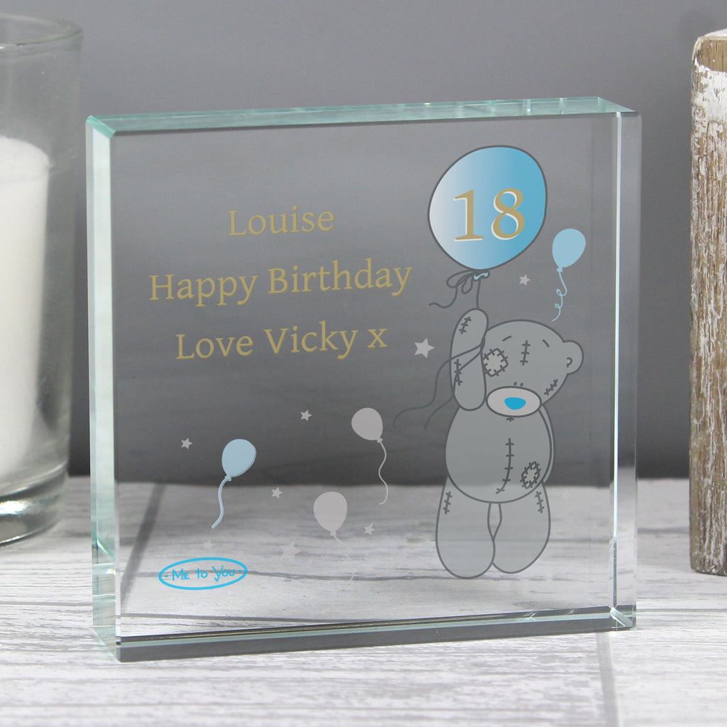 Personalised Me To You Balloon Crystal Token - Buy Ornaments at GiftMasters.co.uk
