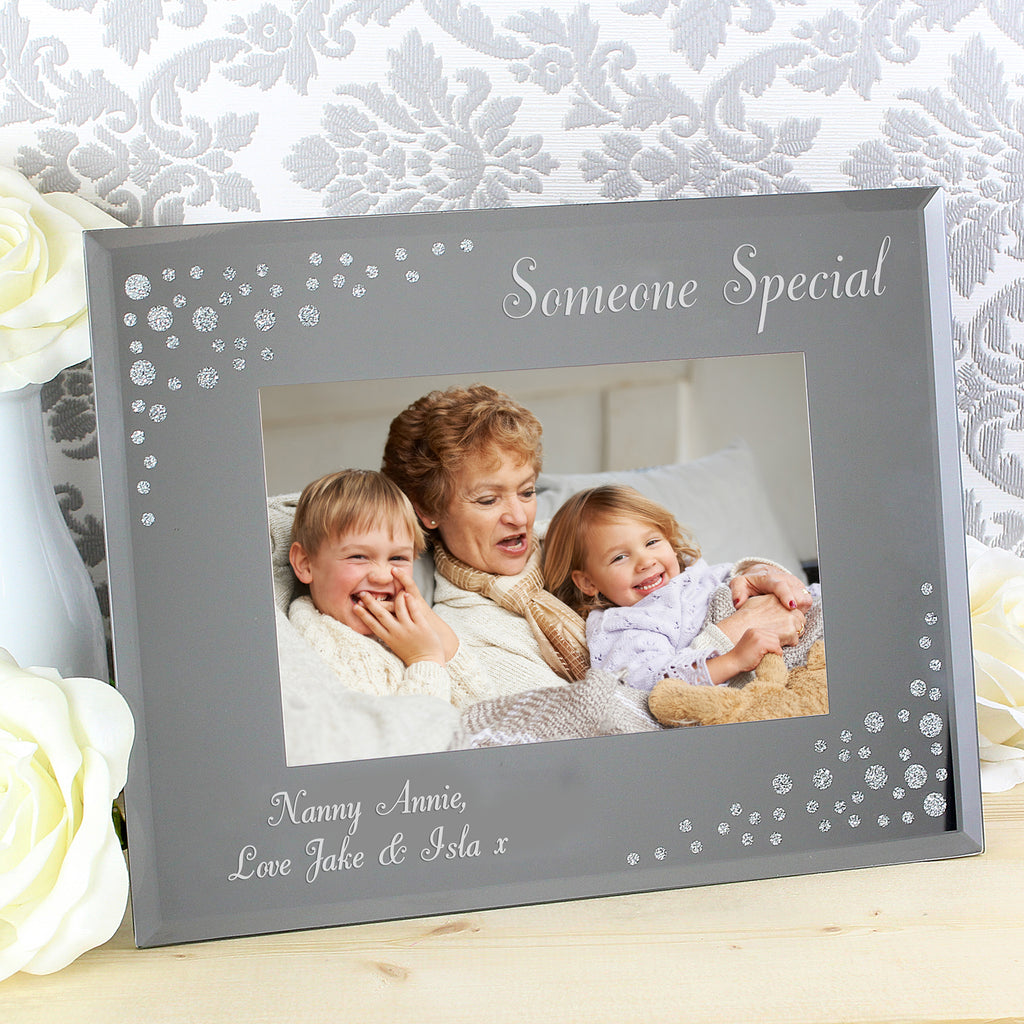 Personalised Any Message 6x4 Landscape Diamante Glass Photo Frame - Buy Photo Frames, Albums and Guestbooks at GiftMasters.co.uk