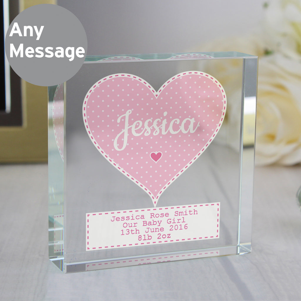Personalised Stitch & Dot Baby Girl Crystal Token - Buy Ornaments at GiftMasters.co.uk